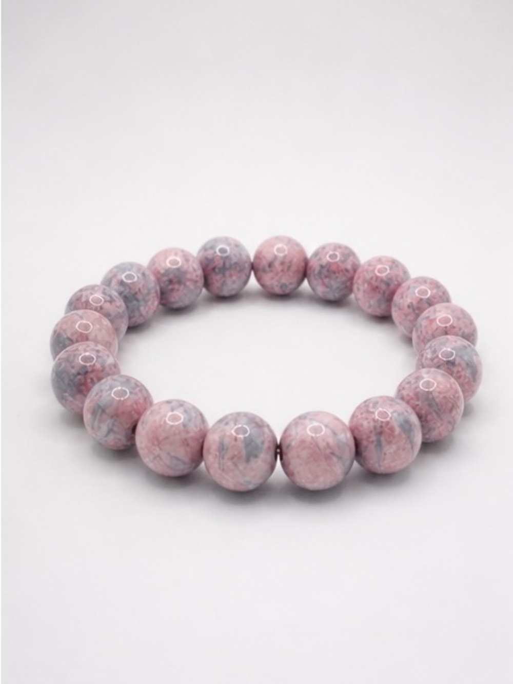 Pink Marble Beaded Stretch Bracelet | Frosted Stone Look | Minimalist Stack